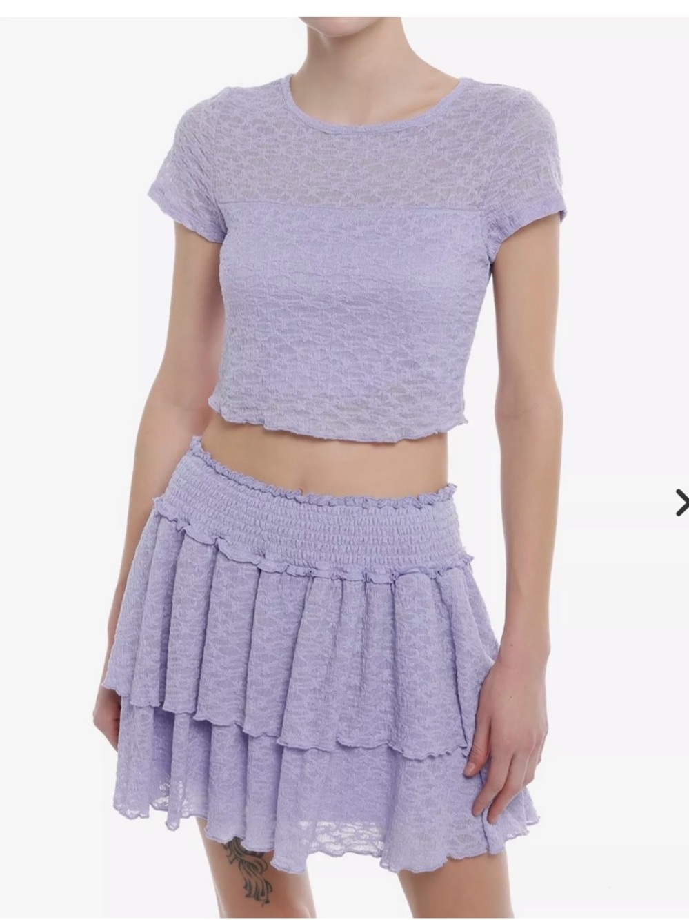 Lilac Smocked Tiered Mini Skirt - Women